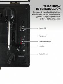 Akane Portable Bluetooth Vinyl Record Player With Stereo Speakers, 3-Speed Turntable - Black - View 6