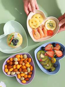 Heart-Shaped Plate And Base, Plastic Material, Suitable For Snacks And Breakfast, Kitchen Essential Accessory, Reusable For Kitchen Use - Multicolor - View 4