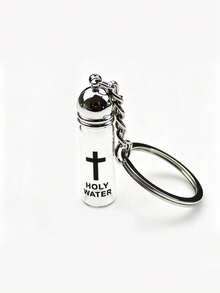 Mini Holy Water Bottle Keychain,Cross-Print Glass Baptismal Flask,Portable Religious Keychain Pendant,Car Key Fob Accessories,Bag Charms, Gifts. - Multicolor - View 11
