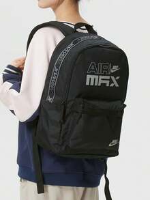 Nike New Large Capacity Travel Backpack Unisex Dual Zipper Compartment Laptop Bag Student Backpack, Size Approx. 44*30*15cm - Black/Silver - View 2