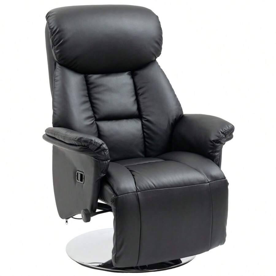 Sillón Reclinable para TV Ajustable Manualmente con Respaldo y Reposapiés Antideslizantes, Soporta hasta 150 kg, de Cuero Sintético Negro para Sentarse Cómodamente en el Hogar - 1 - Ver 1