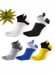 1/3/5 Pairs Solid Color Multi-Color Men's Five-Finger Socks, Comfortable Soft Breathable, Versatile For Sports & Casual Wear, Suitable For Men's Outdoor Use, Fall - Multicolor - View 3