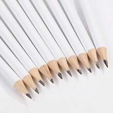 5pcs/15pcs/30pcs Simple White Round Pencil With Eraser, Pre-Sharpened, Suitable For Learning, Office And Practice - Sets - View 10