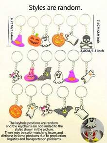 12/6/3/1件裝萬聖節趣味PVC包包吊飾，南瓜女巫骷髏鑰匙圈，Trick Or Treat 填充禮物，中性背包與手提包裝飾禮物 - 彩色 - 查看 12