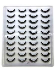 10 Pairs Cross Dense Fluffy Faux Mink Eyelashes Natural Long False Eyelashes Extension Handmade Curl 3D Eyelashes Makeup D Curl Mixed Style Artificial Eyelashes - Black - View 1