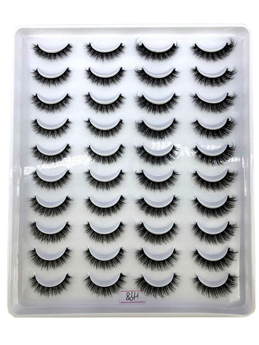 10 Pairs Cross Dense Fluffy Faux Mink Eyelashes Natural Long False Eyelashes Extension Handmade Curl 3D Eyelashes Makeup D Curl Mixed Style Artificial Eyelashes - Black - View 1