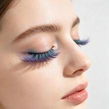 Pestañas postizas de cambio gradual de color, popular curvatura grande, maquillaje de escenario, imitación de pelo de visón - Azul degradado - Ver 6