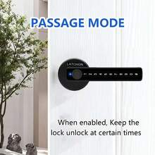 LATCHON Keyless Entry Door Lock With Smart Fingerprint Handle, Compatible With Biometric, App, Passcode, IC Card, And Mechanical Key Options, Ideal For Homes, Offices, Apartments, And Bedrooms - 黑色 - 查看 6
