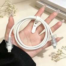 1組夢幻小貓設計充電器與線材保護套組，耐用 Apple 18-20W 充電線保護殼，防斷線收納整理器 - 彩色 - 查看 5
