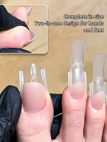 60Pcs Square Toe Dual Forms Pre-Etched For Poly Gel 15 Sizes Natural Curve No Deep C-Curve Easy Toenail Forms Mold Extensions DIY Salon Home - Multicolor - View 1
