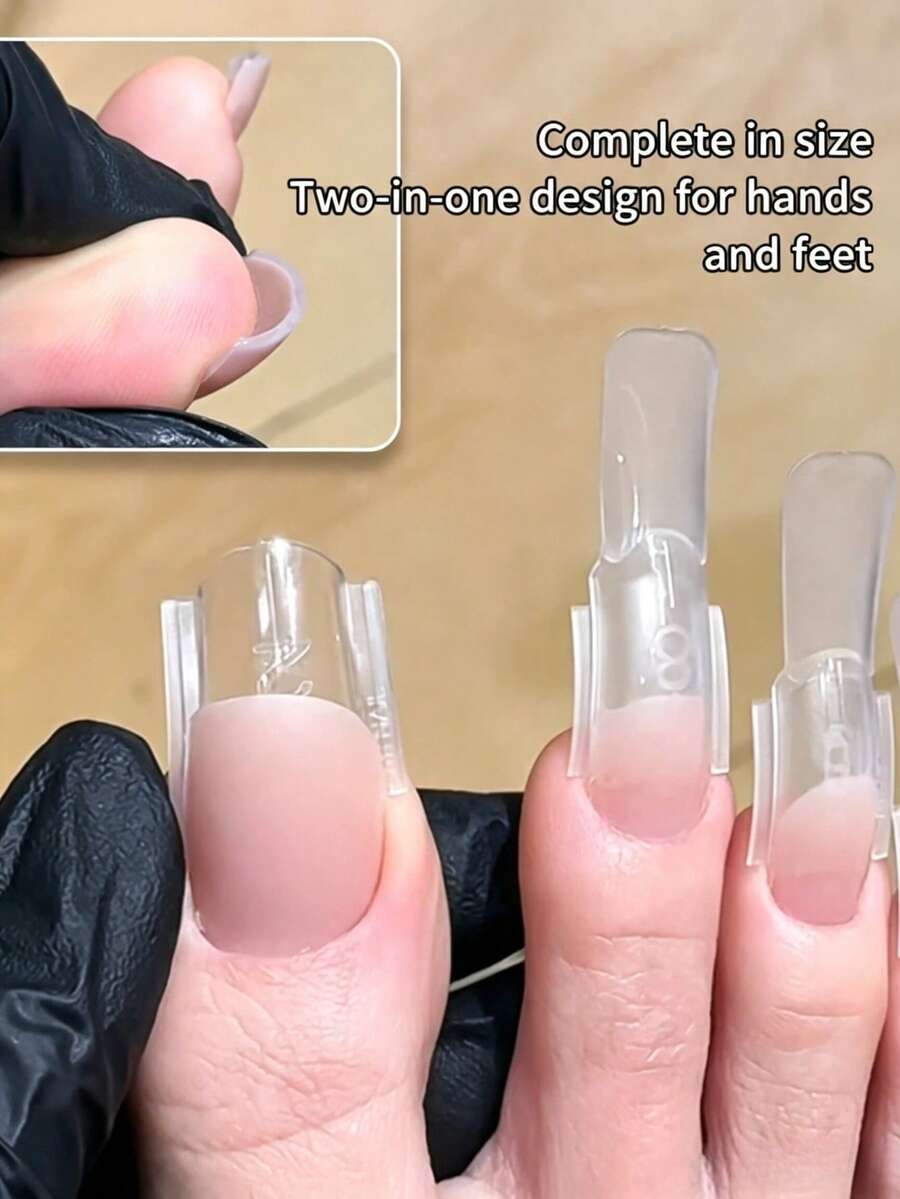 60Pcs Square Toe Dual Forms Pre-Etched For Poly Gel 15 Sizes Natural Curve No Deep C-Curve Easy Toenail Forms Mold Extensions DIY Salon Home - Multicolor - View 1