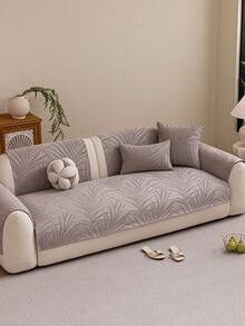1 buah Sarung Sofa Chenille Warna Polos, Ramah Hewan Peliharaan, Bagian Belakang Anti Selip, Dapat Digunakan Sepanjang Musim, Dekorasi Liburan, Perbaikan Sofa, Perlindungan Furnitur, Cocok untuk Sofa Lurus 2-4 Dudukan, Sofa Seksi, Kursi Panjang - Dusty Pink - View 5
