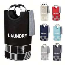 Large Foldable Laundry Storage Bin With Padded Handles, Sturdy Fabric Clothes Basket, Collapsible Storage Box, Convenient Home Organization Solution For Bedroom, Bathroom, Dormitory - Multicolor - View 7