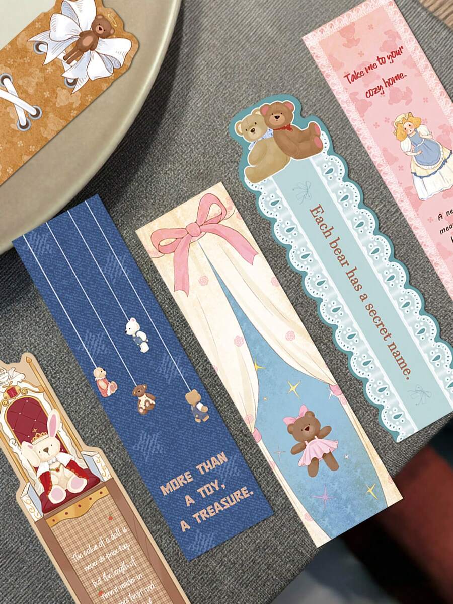 30pcs Vintage Doll Paper Bookmarks-Adorable Vintage Teddy Bear Page Holders, Creative Scrapbooking & Journaling Supplies-Fun Back-To-School & Halloween Gifts - 30pcs/pack - View 1