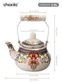 choxila 1pc Enamel Kettle, Large Capacity, Suitable For Gas Stove And Induction Cooktop - Pomegranate Flower Enamel Pot - View 12