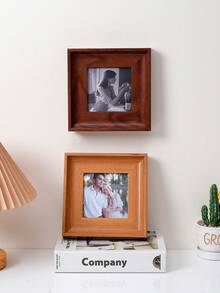 1pc Vintage Square Tabletop Photo Frame, Light Walnut / Dark Walnut Dual-Tone 3D Wood Grain Frame, Desktop & Wall Mount Dual-Use With Stand, Moisture-Proof & Scratch-Resistant Backboard, Couple Portrait Family Photo Display, Mid-Century Modern Home Housewarming Anniversary Decor Gift, Frame Only, Photo Not Included - Tabletop Photo Frame - View 7