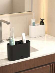 Toothbrush Holder, Suitable For Bathroom Vanity, Countertop Storage Rack, Wall-Mountable, Multi-Functional Storage, Can Hold Electric Toothbrush, Toothpaste And Razor, Bathroom Accessories - Multicolor - View 1