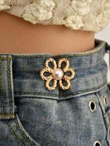 5/3 Pcs Adjustable Elastic Waist Flower Buckle Clip, No-Sew Detachable Waist Cinch Buckle, Fashion Pants Waist Buckle Clip - Multicolor - View 4