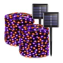 1pc/2PCS Halloween Decoration Solar 120LED Purple And Orange Fairy String Lights, 8 Modes Of Solar Flashing Fairy Lights, Outdoor Courtyard Party Halloween Decoration, Waterproof Copper String Lights - Solar Orange and Purple String Lights - View 1