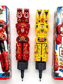 2 Robot Transforming Ballpoint Pens. Various Color Combinations, Black Ink For Smooth Writing. Ergonomically Designed, Back To Sc, First Day Of School - Multicolor - View 4