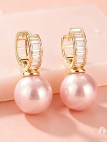 Gmzalx Fashionable Women's Faux Pearl Pendant Earrings, Bridal Jewelry For Wedding, Perfect Gift For Holiday Party - Two-color - View 5