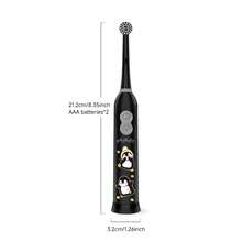 1pc Rotating Electric Toothbrush, 4pcs Brush Heads, 2pcs AAA Batteries, Cute Animal Pattern Electric Toothbrush, Smart Cleaning Battery Powered Electric Toothbrush, Soft Bristles, Multiple Patterns - Black - View 6