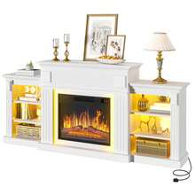 BALCONERA 183cm Electric Fireplace TV Stand With Storage, Modern Entertainment Unit With Realistic LED Flame Heater, 7-Day Programmable Timer Remote & Colour Mood Lighting For Living Room - UK Plug(220-240V) - View 8