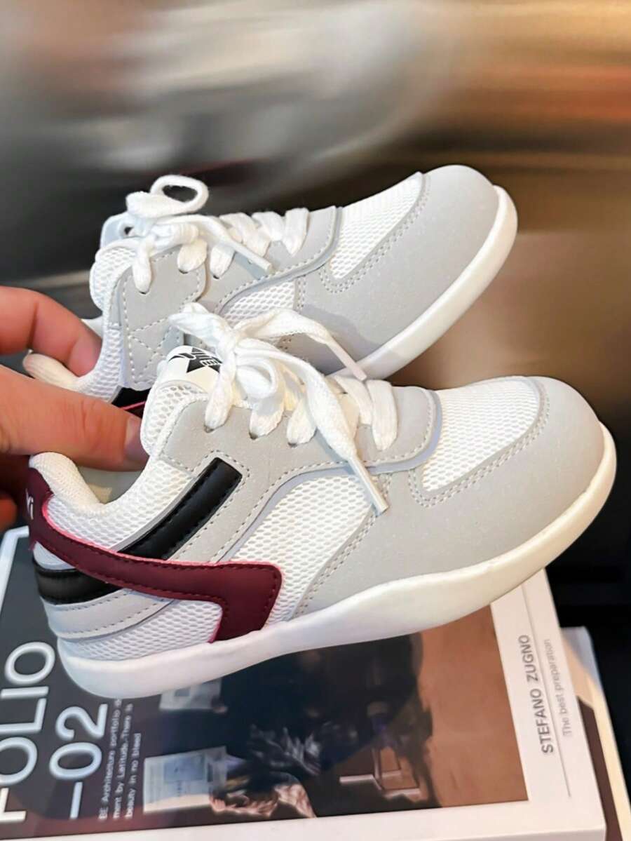 Barnens mesh slip-on sneakers med kardborre, mjuk sula, lätta och andningsbara campus-casualskor - Beige - Visa 1