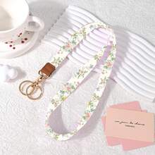 Key Lanyard, Long Neck With Metal Hook, Can Be Used To Hang ID Cards, Cute Lanyard Keychain - Spring Wildflowers - View 1