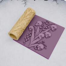 1pc Lily Skull Flower Branch Texture Roller - Embossed Polymer Clay Tool With Lily & Branch Patterns, Plastic Suitable For Ceramics, Pottery, Jewelry Making, Sculpture, Weaving, DIY Crafts - Decorative Patterns For Clay Rollers Gift For Artists - 1PC - View 4