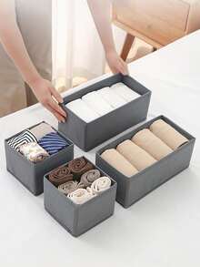 Reinforced Non-Woven Fabric Laundry Board Storage Box, Drawer Organizer Box, Closet Folding Storage Box, Underwear Storage Box, Desktop Miscellaneous Items Organizer Box - Beige - View 10