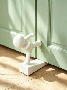 Creative Human-Shaped Doorstop, Movable Human-Shaped Door Wedge, Home Decor Door Stopper. Offers Various Poses And Style Options, Suitable For Keeping Doors Open At Home Or In The Office, Also Serves As A Desktop Decorative Ornament. - White - View 8
