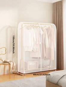 1pc Floor Standing Garment Rack Dust Cover - Transparent Bag Design, Protects Coats And Clothes From Dust And Dirt, Suitable For School Supplies And Study Items - White - View 22