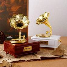 Caixa de Música de Gramofone Simulada em Material Acrílico Impresso Plano 2D Vintage com Corda - Ornamento de Mesa Presente para Mulheres - Aniversário, Volta às Aulas, Formatura, Presente de Casamento - 1PC - Visão 4