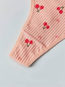 6pcs Women's Pure Cotton Panties, Cute Fruit Print Cherry Pattern, Low Waist Design, Home Style Women's Thongs - Multicolor - View 5