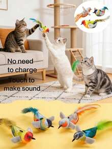 Cat Toys, Realistic Bird Sound Simulation, Adjustable, Indoor Cat Play And Chase Interactive Toy, Up And Down Shaking Sound, Birthday Gift, Holiday Gift - View 8
