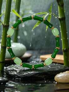 YAUKIA 1pc Bohemian Women'S Bamboo Beaded Luck Bracelet , Emotional Healing,Relieves Anxiety,Daily Wear Four Seasons Accessory, Autumn Winter Jewelry Gifts - Multicolor - View 2