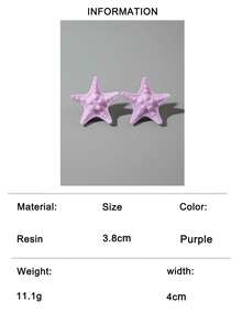 1 Pair/Fashionable Bohemian Style 3D White Dot Starfish Earrings, Suitable For Women's Beach Vacation Jewelry Gift - Multicolor - View 14