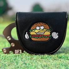 1PC Semi-Circle Golf Putter Headcover, Fun Hamburger Pattern, PU Outer Shell With Soft Plush Lining, Unisex Stylish Protective Putter Cover - Multicolor - View 10