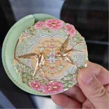 1/2pcs/Set Chinese Style Decorative Makeup Mirror, Fashionable Handheld Mirror, Round Makeup Mirror, Decorated With Floral And Bird Patterns, Made With Enamel Craft, One Mirror And One Protective Case - Multiple Styles - View 5