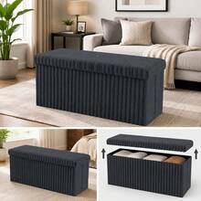 Aafan Ottoman Storage Box Chest With Lid | 76X35X35cm Ottoman Blanket Box Seat | Foldable Storage Bench Footstool Toy Box For Living Room Hallway - Charcoal (Large) - View 3