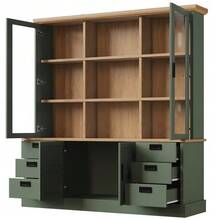 Tall Kitchen Cabinet With 6 Large Drawers, Glass Doors, Anti-Tip Device, And Metal Rails, 140x185 Cm, Storage Cabinet For Kitchen And Dining Room - 綠色 - 查看 7