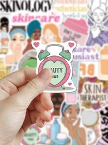 50pcs Exquisite Girl Skin Care Stickers, Decorative Stickers For Notebook, Planner, Diary, Scrapbook, Tablet, Luggage, Laptop, Holiday Doodle Stickers, Self-Adhesive Seal Stickers - Exquisite - View 2