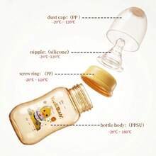 1pc/2pcs PPSU Material Baby Milk Bottle, Anti-Colic, Anti-Drop, Lightweight, Portable, Heat-Resistant, 140ml, Suitable For 0-3 Months Old Babies - Yellow - View 4