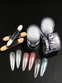 3 Boxes Ice Crystal Aurora Nail Powder Set With 3 Applicators - Multicolor - View 3