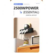 Wall-Mounted EU Socket With 4 AC Outlets, 2 USB Ports, 1 Type-C Port, On/Off Switch, Night Light, And Home Multi-Outlet. - EU E Type Plug(220-240V) - View 6