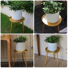 Soporte de plantas de altura ajustable con bandeja, soporte de metal para plantas para interiores y exteriores, soporte de macetas de mediados de siglo para macetas de 11 pulgadas, capacidad - Multicolor - Ver 6