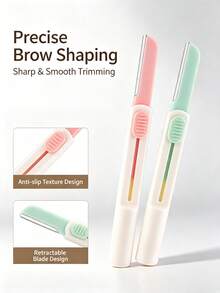 1pc Cylindrical Retractable Eyebrow Trimming Set, Micro-Precision , Makeup Tool, Retractable Eyebrow Trimmer, Cylindrical Design, Easy To Operate, Unisex, Can Precisely Trim And Shape Eyebrows. Professional Facial Micro-Crystal Exfoliating For Women, Sharp And Gentle Facial Trimmer; Multi-Functional Facial Exfoliating Razor, Can Remove Facial Fuzz, Fine Eyebrows, Lip Hair And Excess Body Hair; Suitable For All Skin Types; - Multicolor - View 5