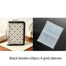 Cute Bow Print A5 Zipper Loose-Leaf Storage Notebook Sticker Collection Album Cute Grid Cover Suitable For Photo Cards And Stationery Loose-Leaf Planner - A - View 18