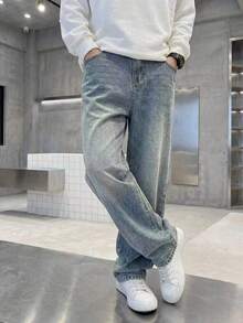 Tween Boy Straight Leg Fashion Casual Denim Jeans - Blue - View 5